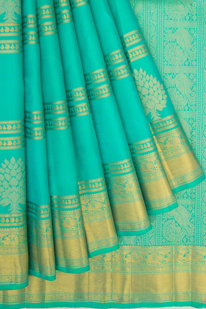 Kanchipuram Silk Brocade Sea Green Saree