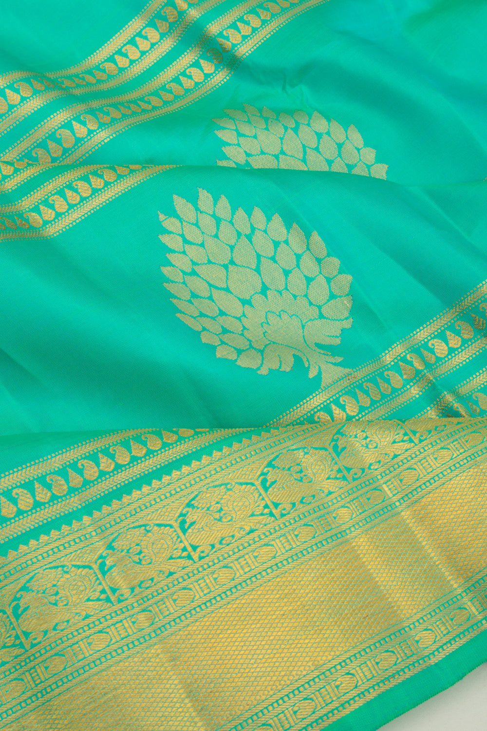 Kanchipuram Silk Brocade Sea Green Saree