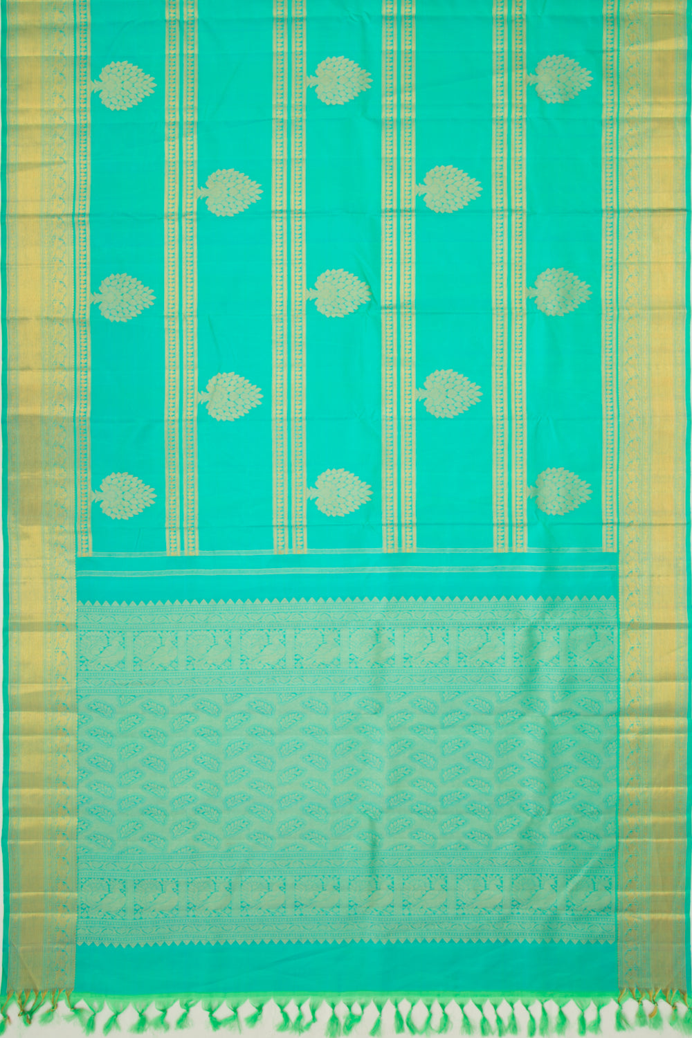 Kanchipuram Silk Brocade Sea Green Saree