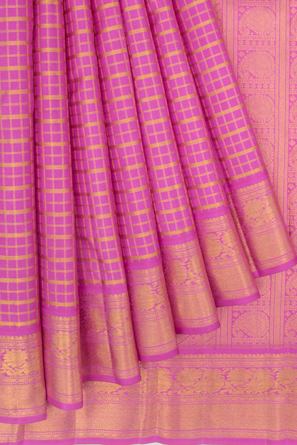 Kanchipuram Silk Checks Pink Saree