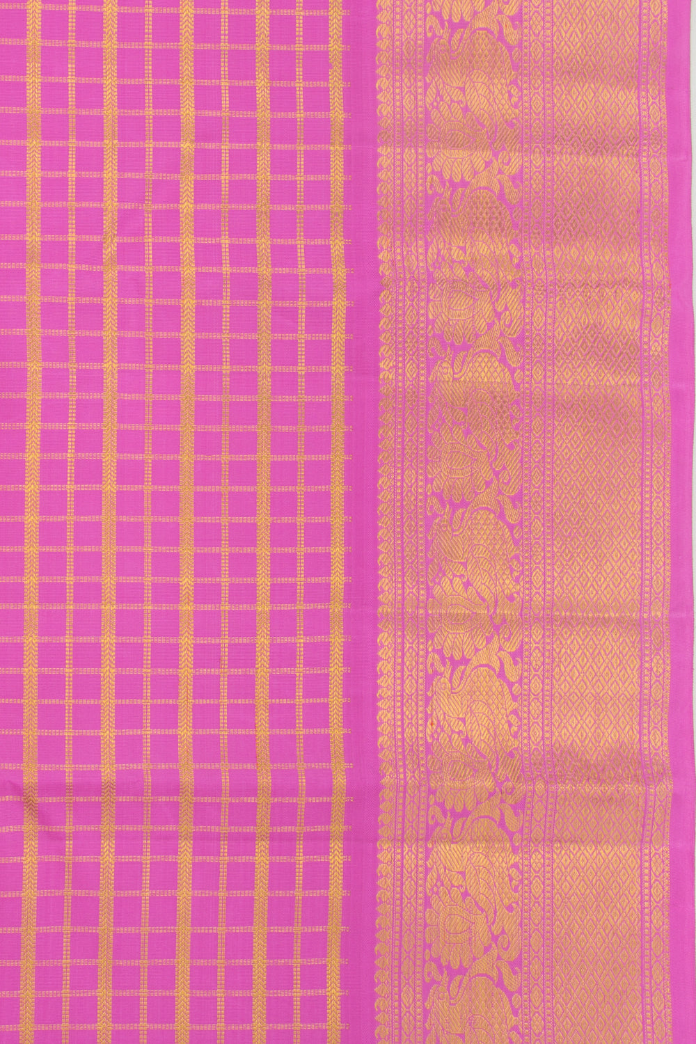 Kanchipuram Silk Checks Pink Saree