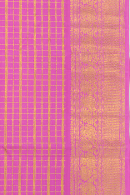 Kanchipuram Silk Checks Pink Saree