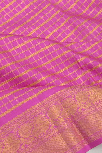 Kanchipuram Silk Checks Pink Saree