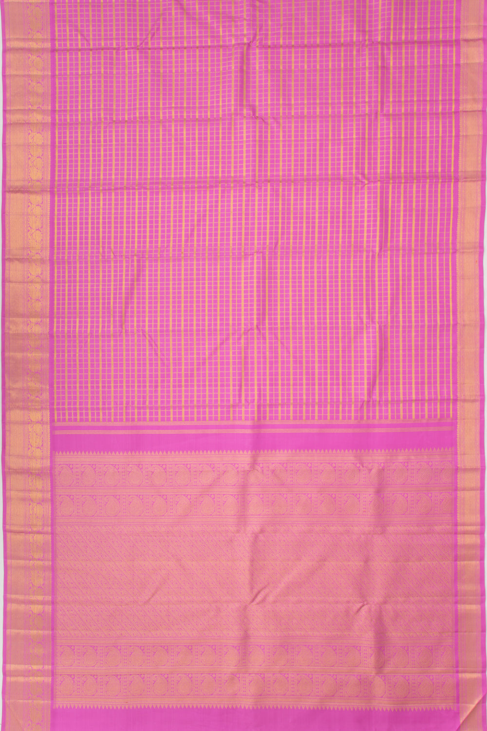 Kanchipuram Silk Checks Pink Saree