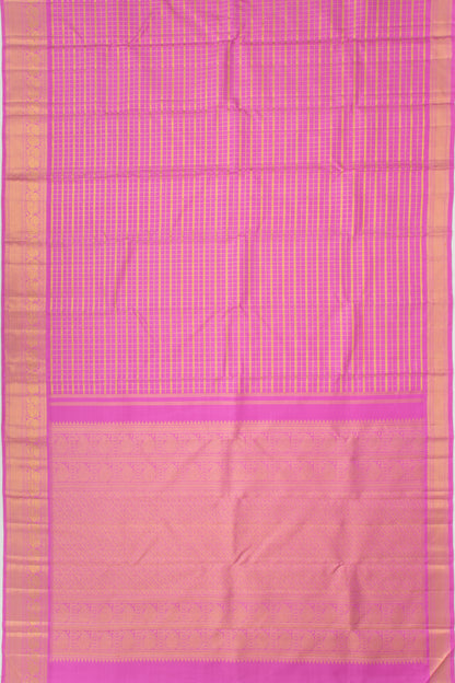 Kanchipuram Silk Checks Pink Saree