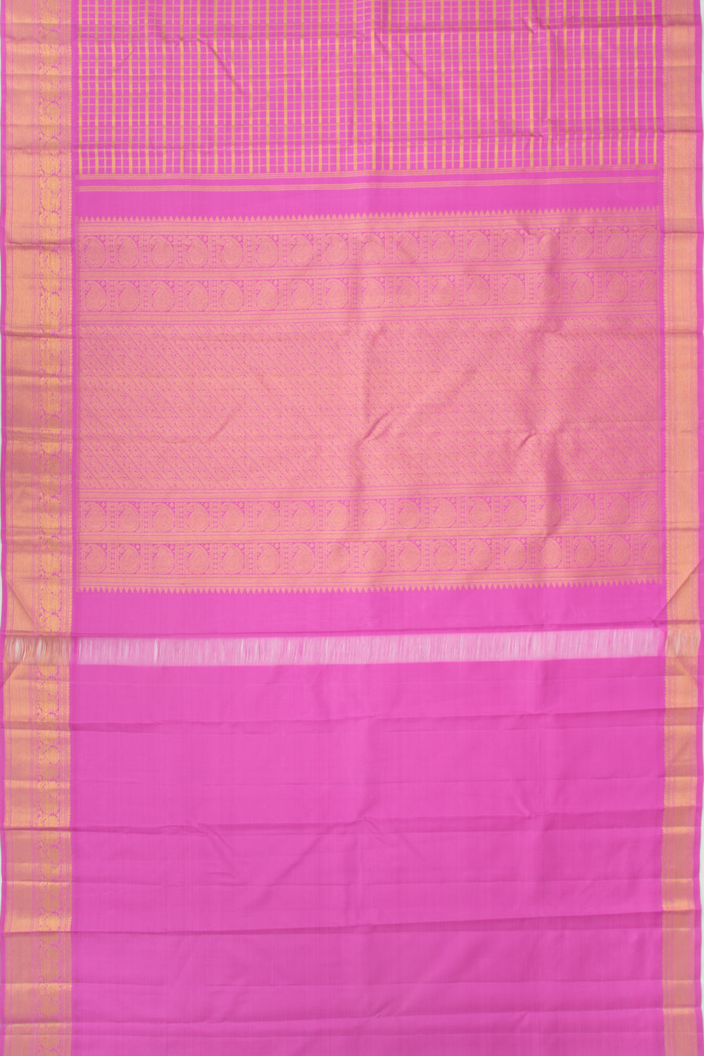 Kanchipuram Silk Checks Pink Saree