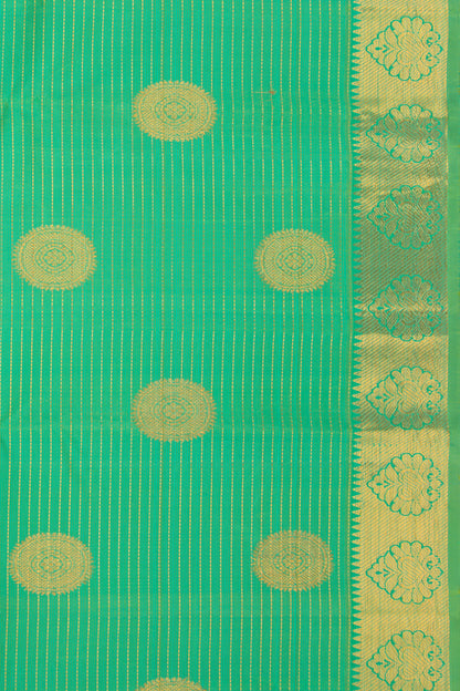 Kanchipuram Silk Oosi Lines And Butta Green Saree