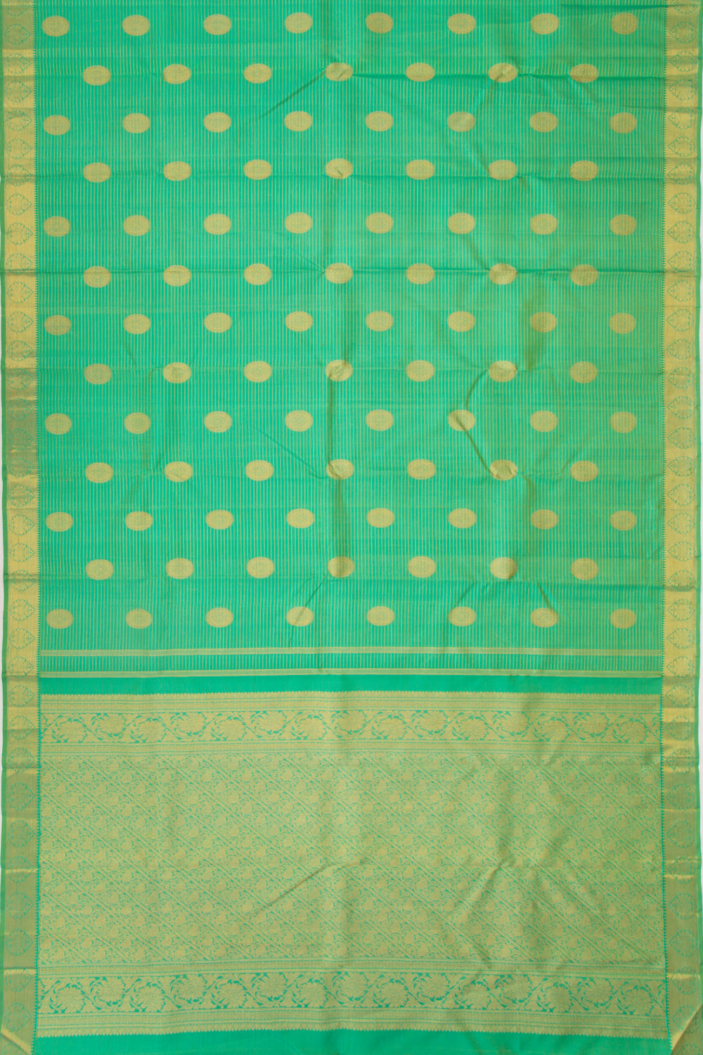 Kanchipuram Silk Oosi Lines And Butta Green Saree