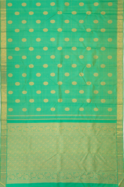 Kanchipuram Silk Oosi Lines And Butta Green Saree