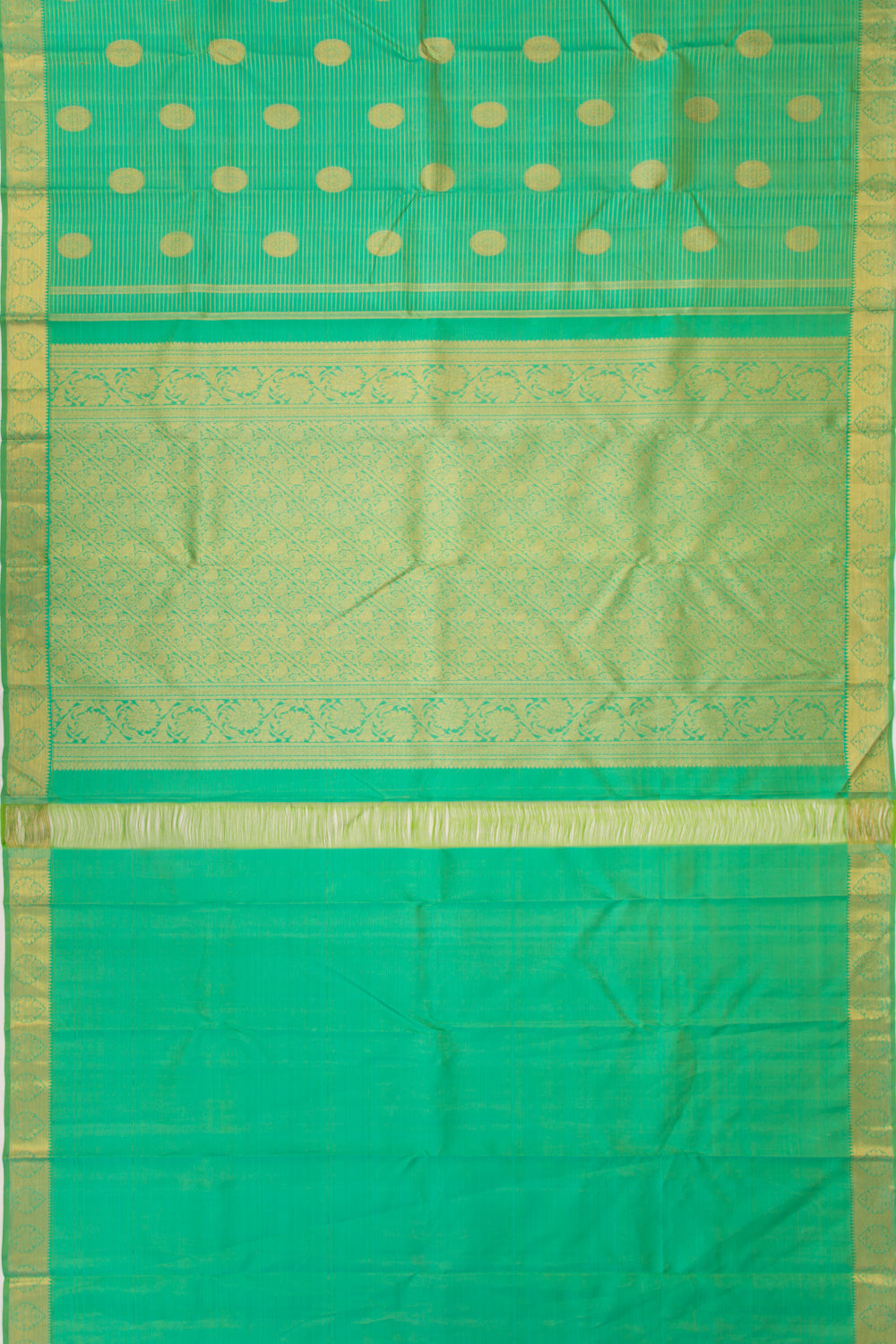 Kanchipuram Silk Oosi Lines And Butta Green Saree