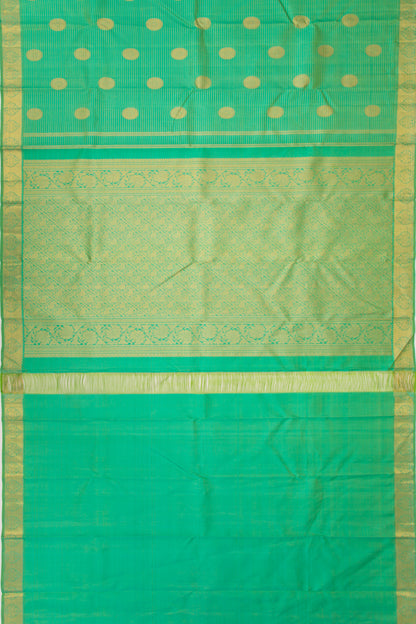 Kanchipuram Silk Oosi Lines And Butta Green Saree