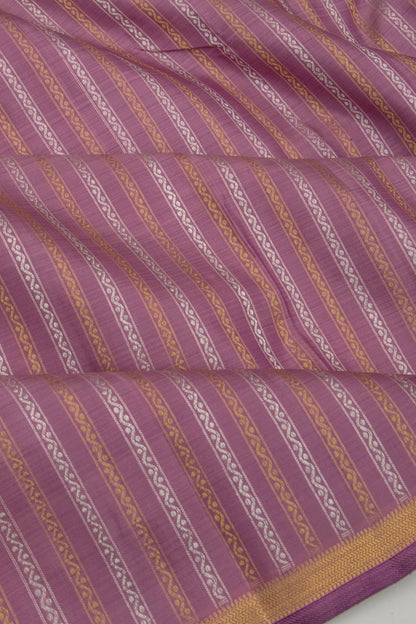Kanchipuram Silk Vertical Lines Purple Saree