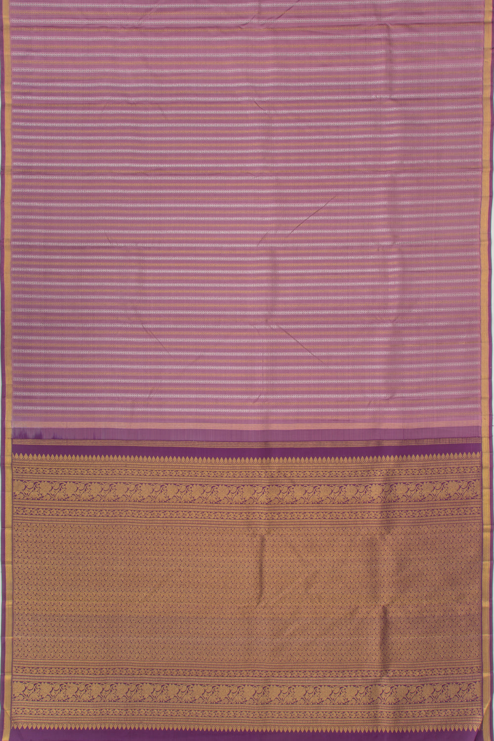 Kanchipuram Silk Vertical Lines Purple Saree