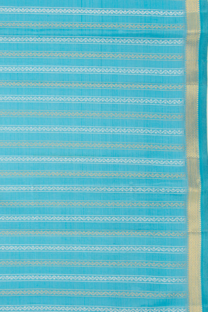 Kanchipuram Silk Vertical Lines Sky Blue Saree