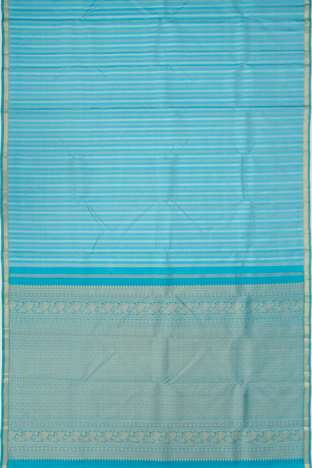 Kanchipuram Silk Vertical Lines Sky Blue Saree
