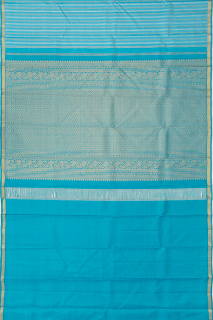 Kanchipuram Silk Vertical Lines Sky Blue Saree