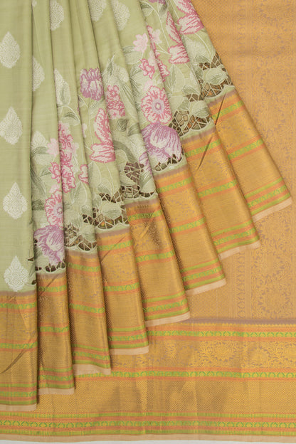 Kanchipuram Silk Butta Pista Green Saree
