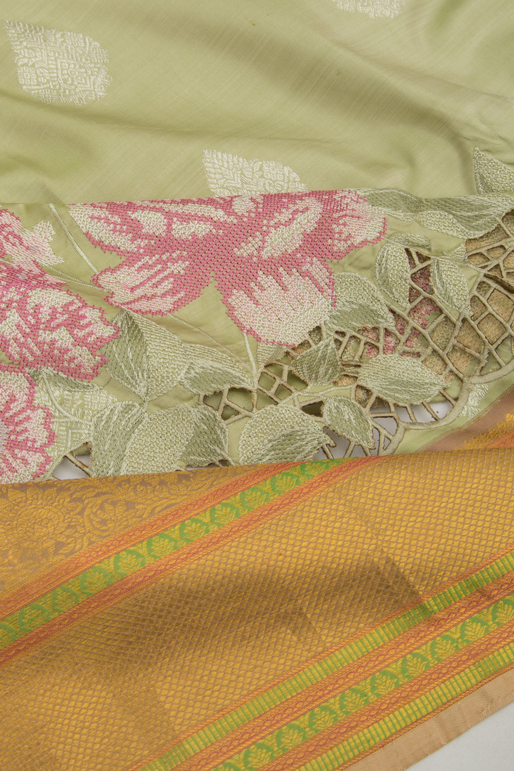 Kanchipuram Silk Butta Pista Green Saree