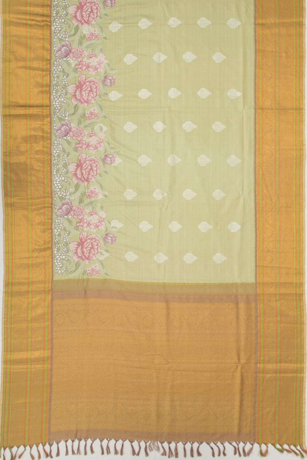 Kanchipuram Silk Butta Pista Green Saree