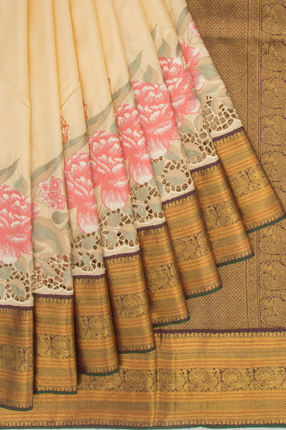 Kanchipuram Silk Cream Saree