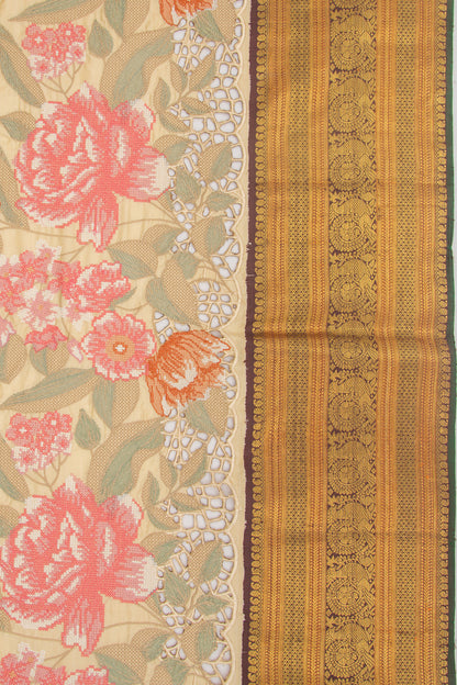 Kanchipuram Silk Cream Saree