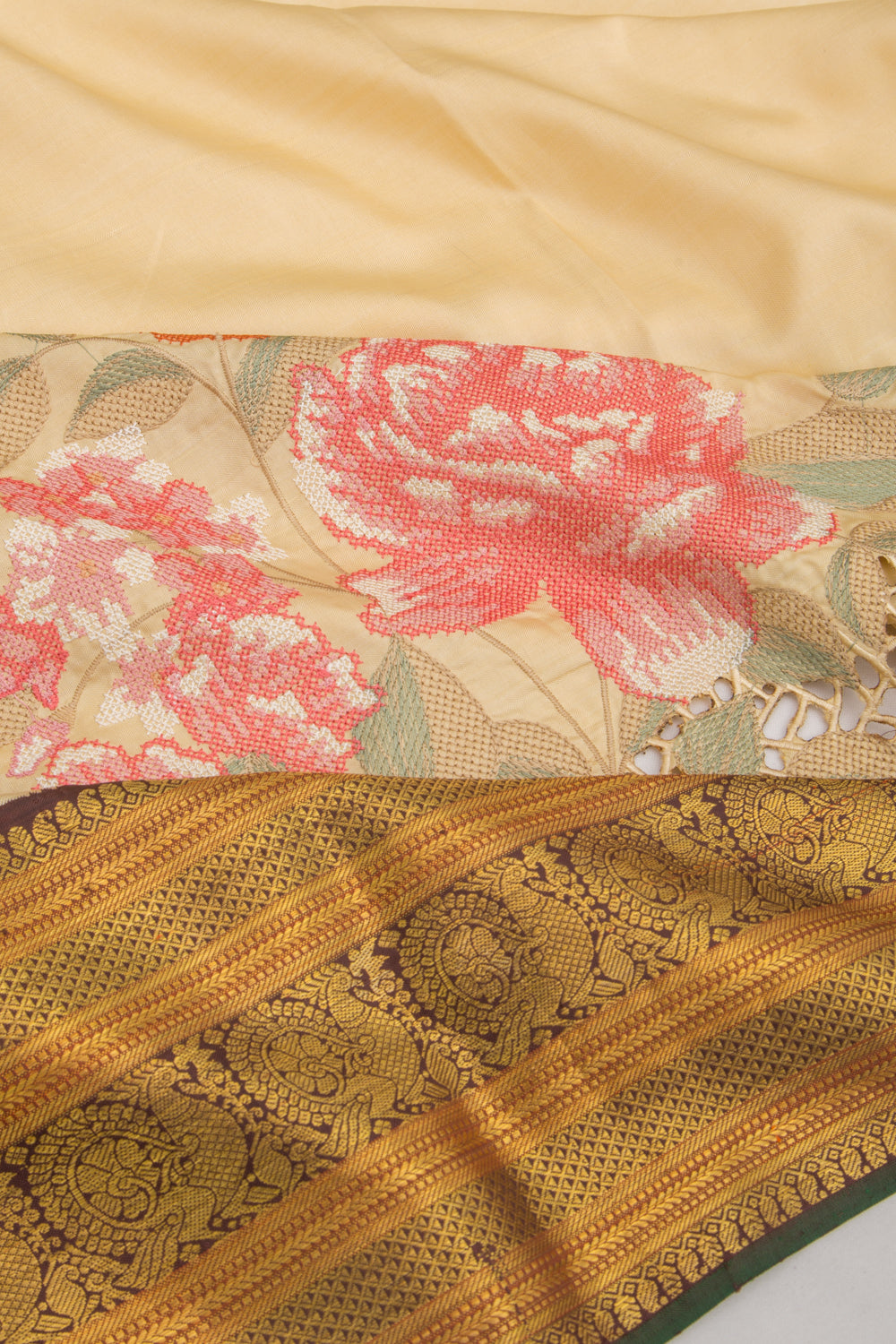 Kanchipuram Silk Cream Saree