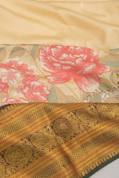 Kanchipuram Silk Cream Saree