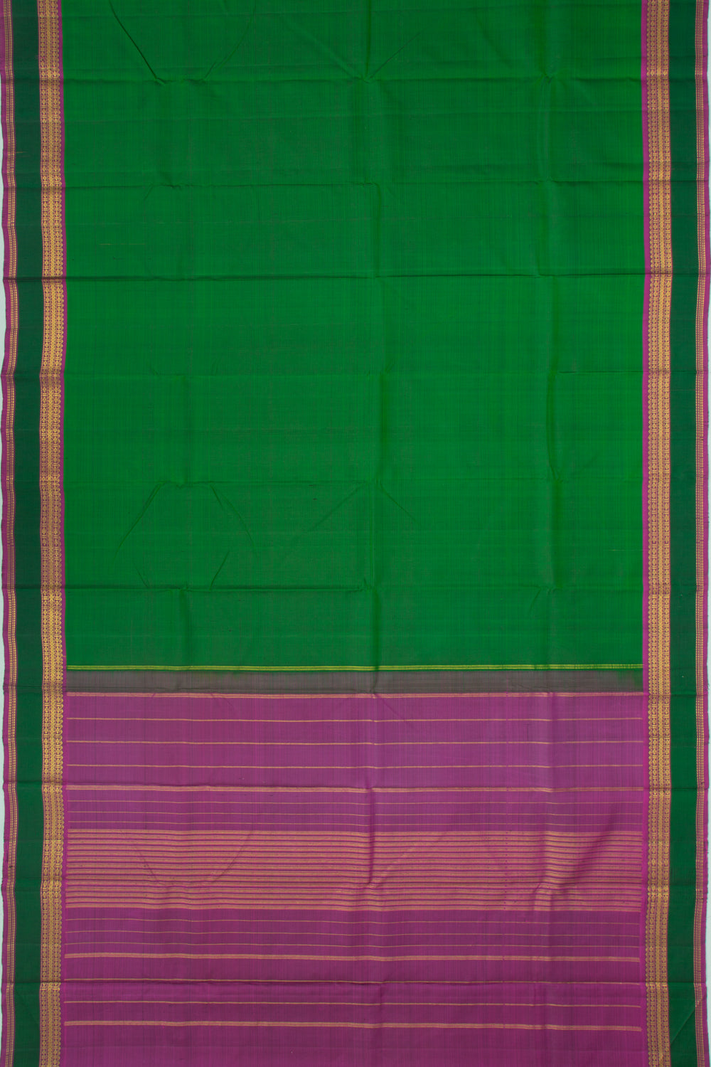 Kanchipuram Silk Plain Green Saree