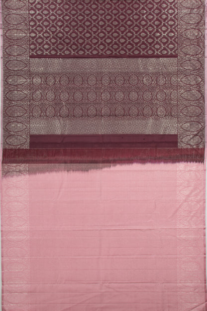 Kanchipuram Silk Tissue Criss-Cross Checks And Butta Choco Brown Saree