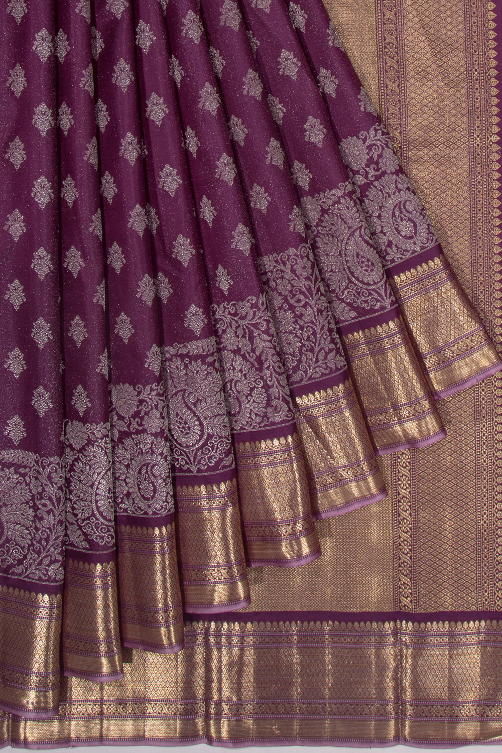 Kanchipuram Silk Tissue Brocade Purple Saree