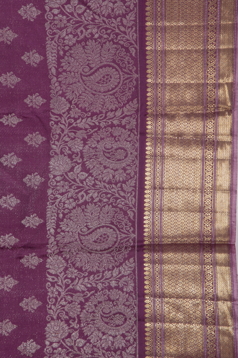 Kanchipuram Silk Tissue Brocade Purple Saree