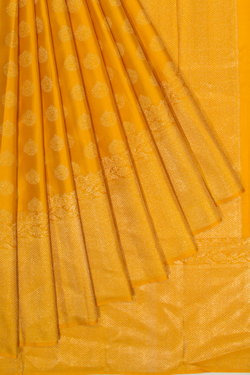 Kanchipuram Silk Tissue Brocade Mustard Yellow Saree