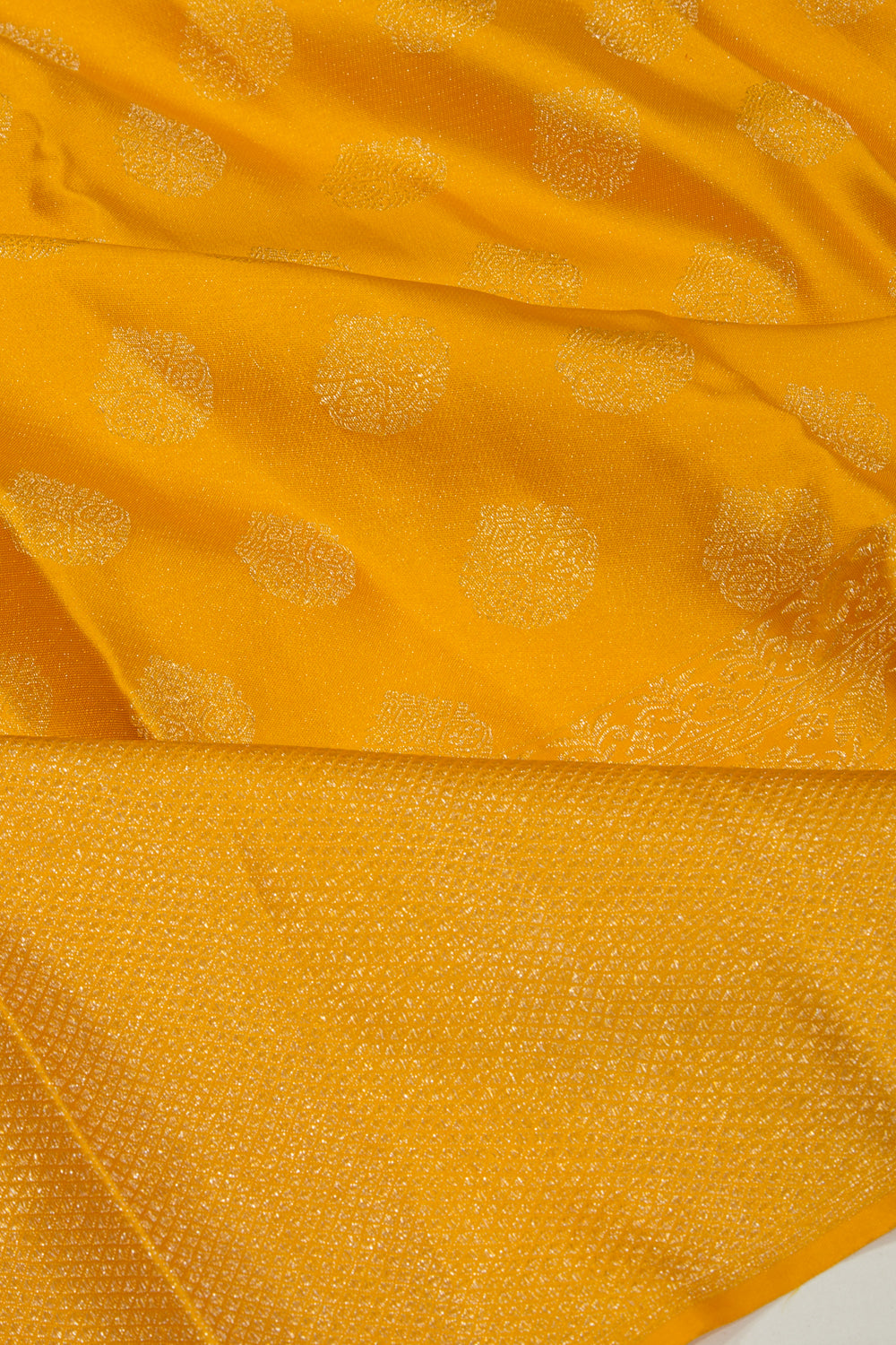 Kanchipuram Silk Tissue Brocade Mustard Yellow Saree