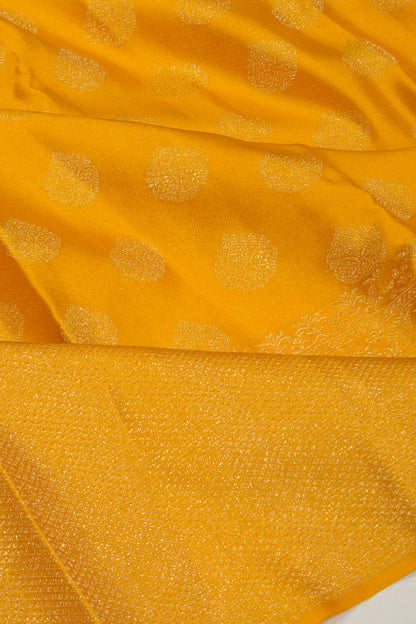 Kanchipuram Silk Tissue Brocade Mustard Yellow Saree
