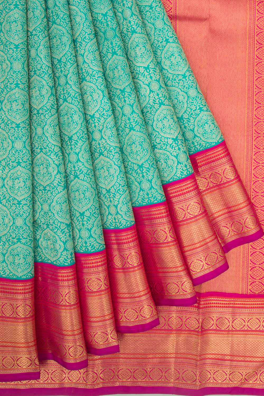 Kanchipuram Silk Brocade Sea Green Saree