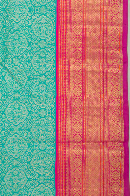 Kanchipuram Silk Brocade Sea Green Saree