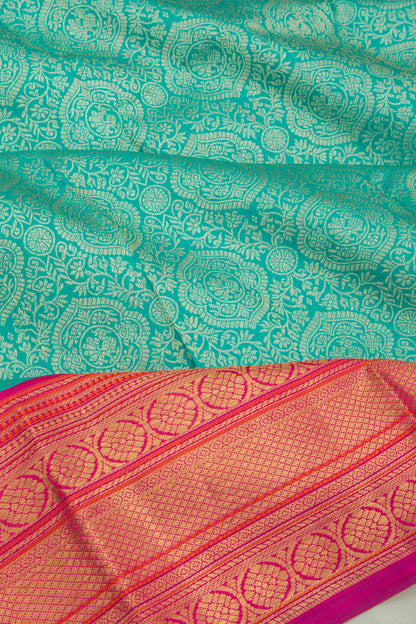 Kanchipuram Silk Brocade Sea Green Saree