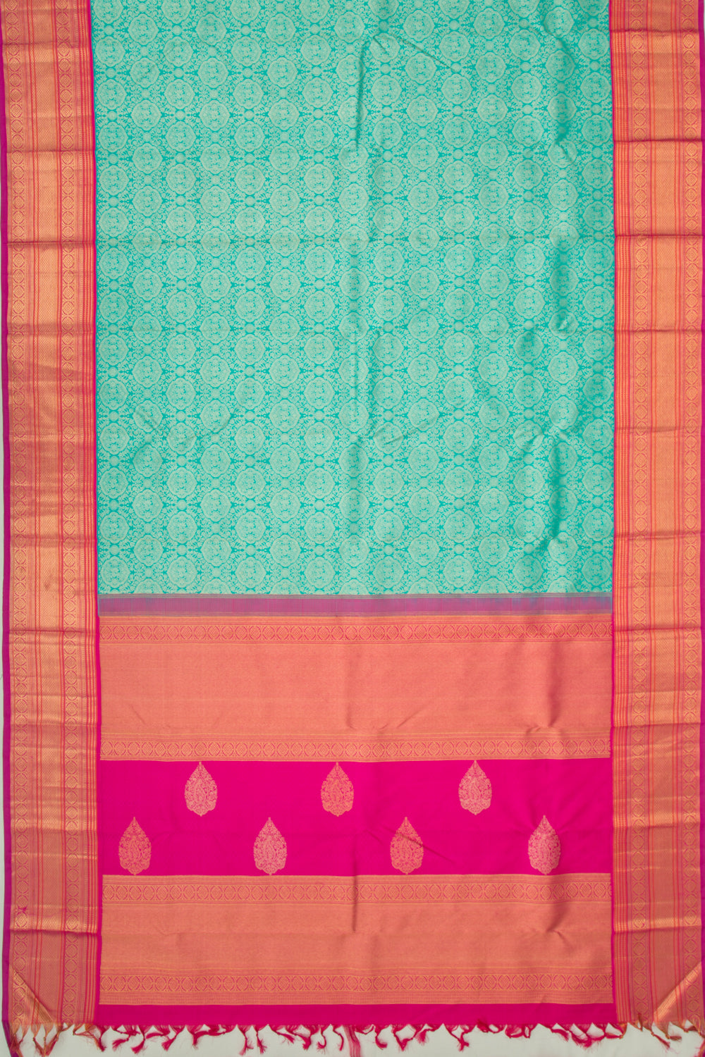 Kanchipuram Silk Brocade Sea Green Saree