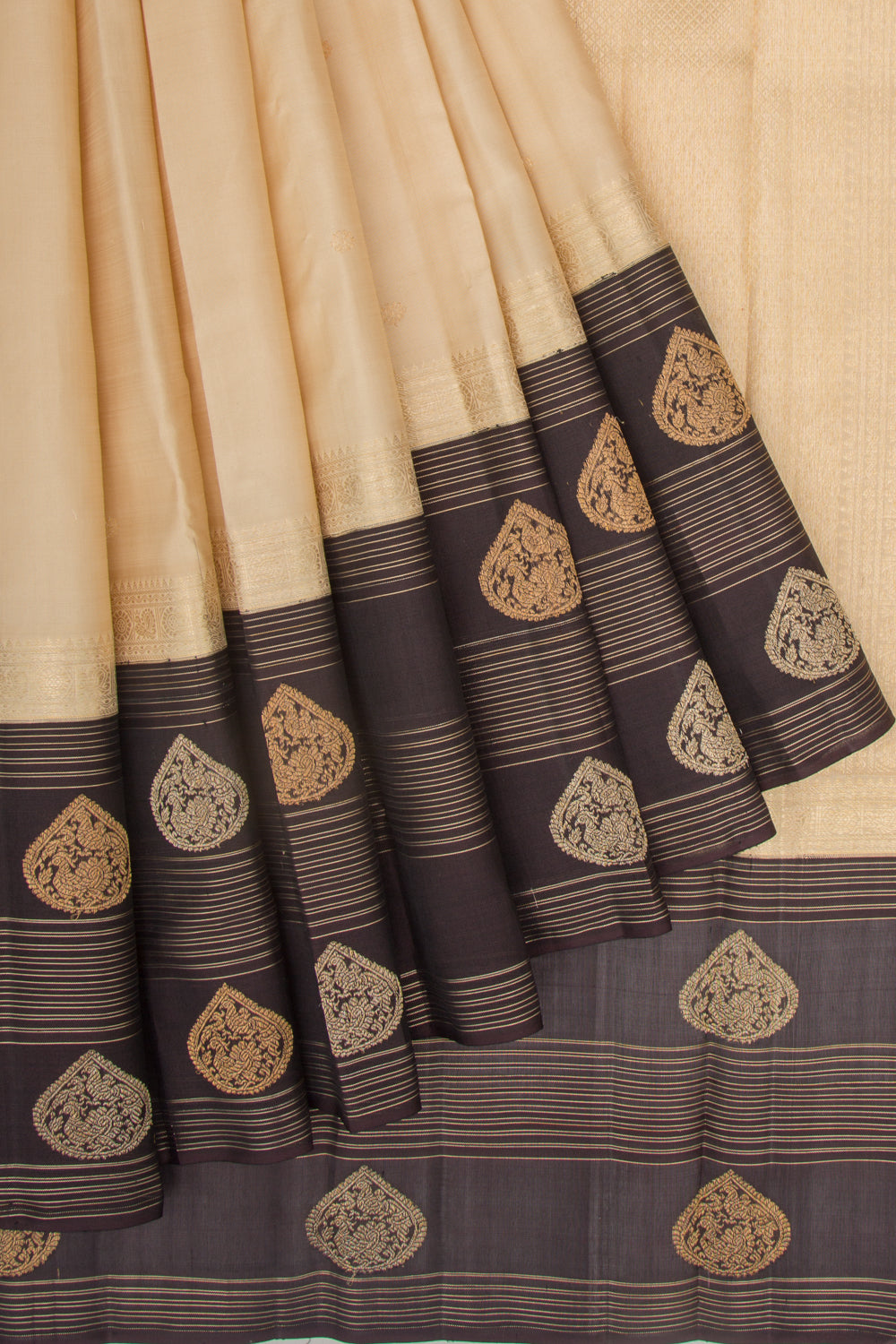 Kanchipuram Silk Butta Cream Saree