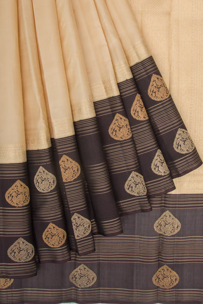 Kanchipuram Silk Butta Cream Saree