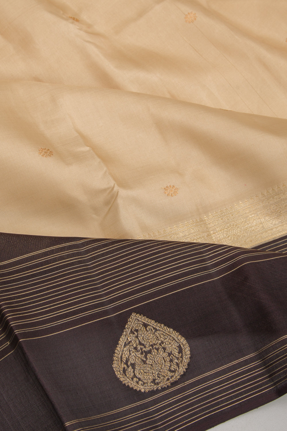 Kanchipuram Silk Butta Cream Saree