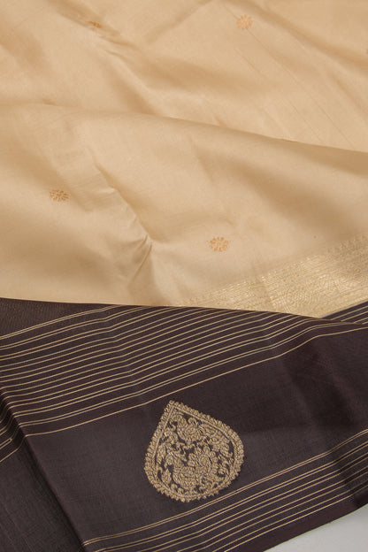 Kanchipuram Silk Butta Cream Saree
