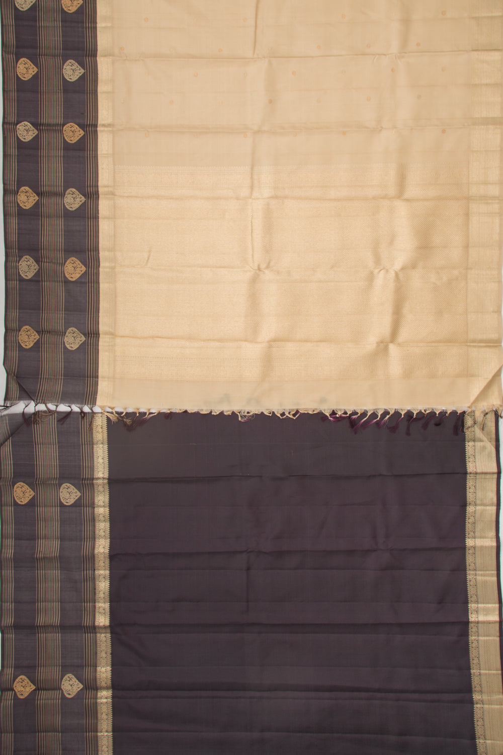 Kanchipuram Silk Butta Cream Saree