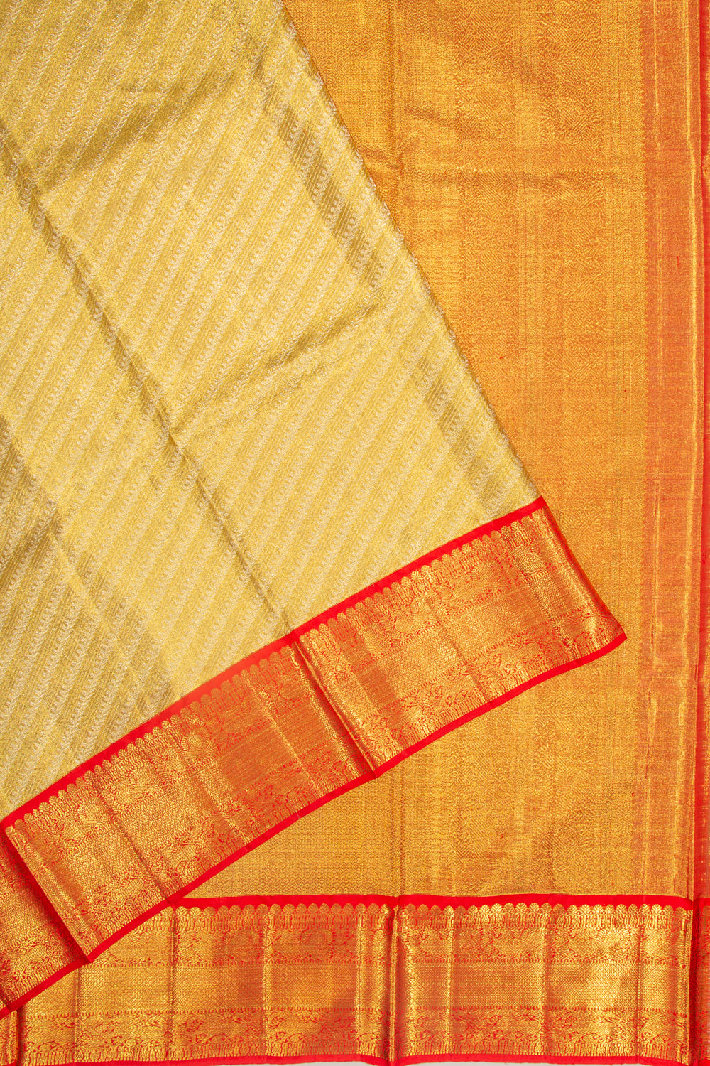 Kanchipuram Silk Tissue Brocade Gold Saree