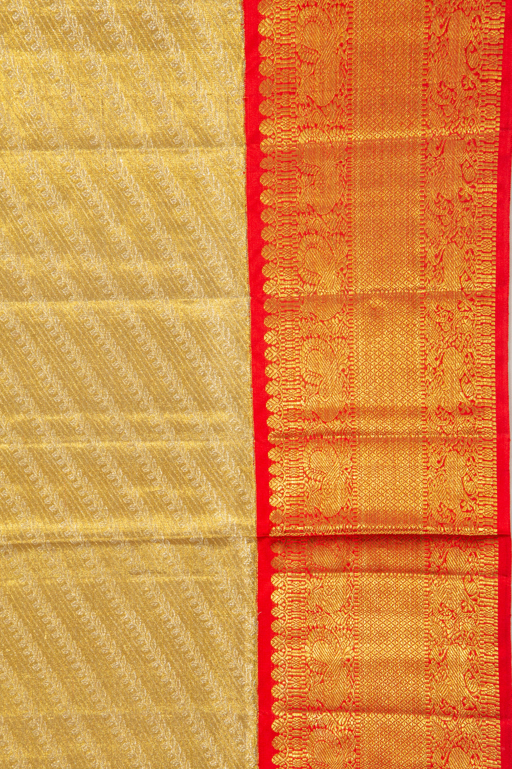 Kanchipuram Silk Tissue Brocade Gold Saree