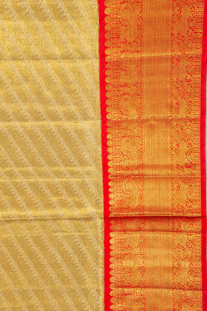 Kanchipuram Silk Tissue Brocade Gold Saree