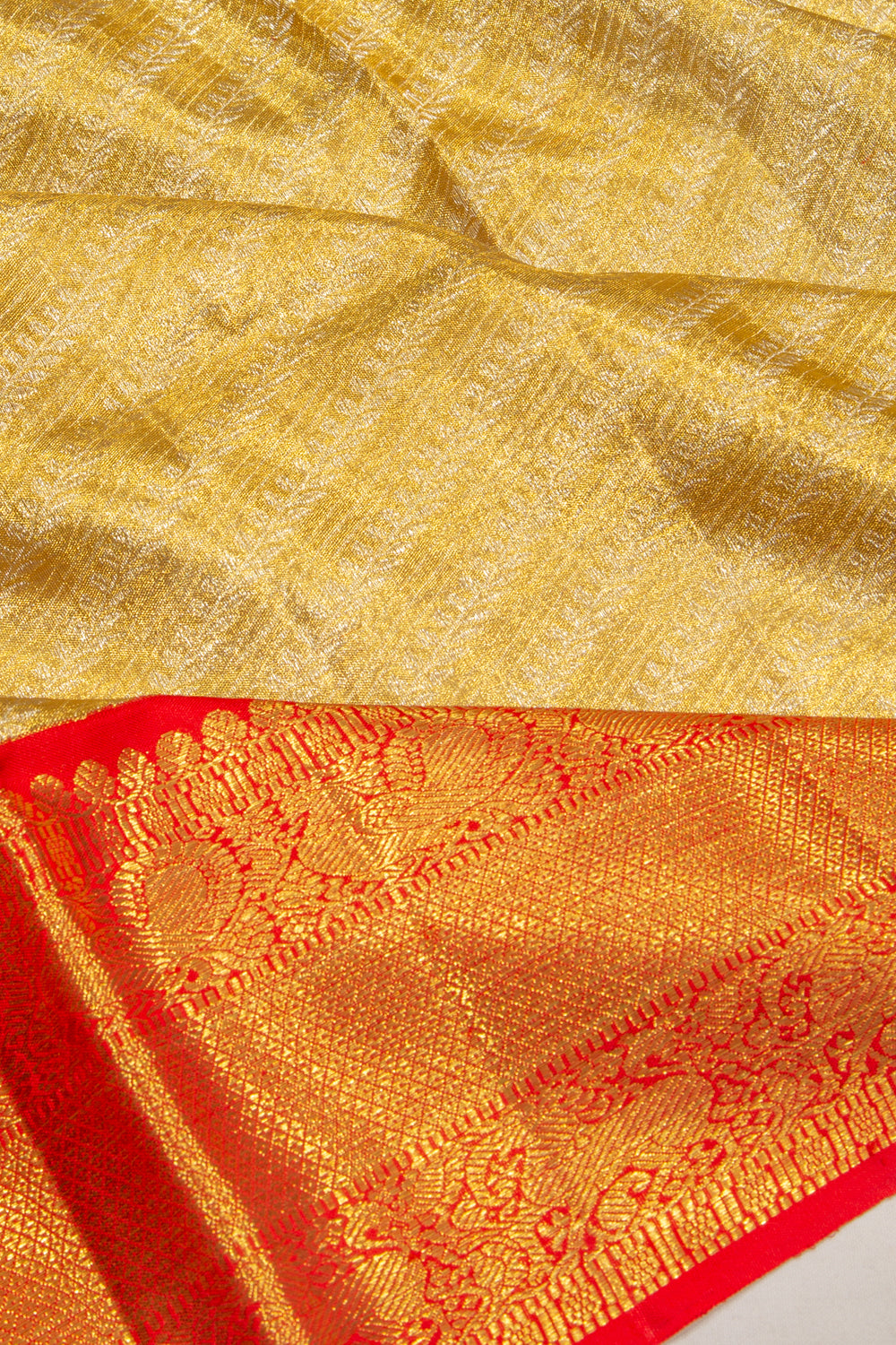 Kanchipuram Silk Tissue Brocade Gold Saree