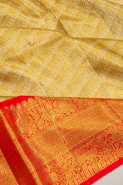 Kanchipuram Silk Tissue Brocade Gold Saree