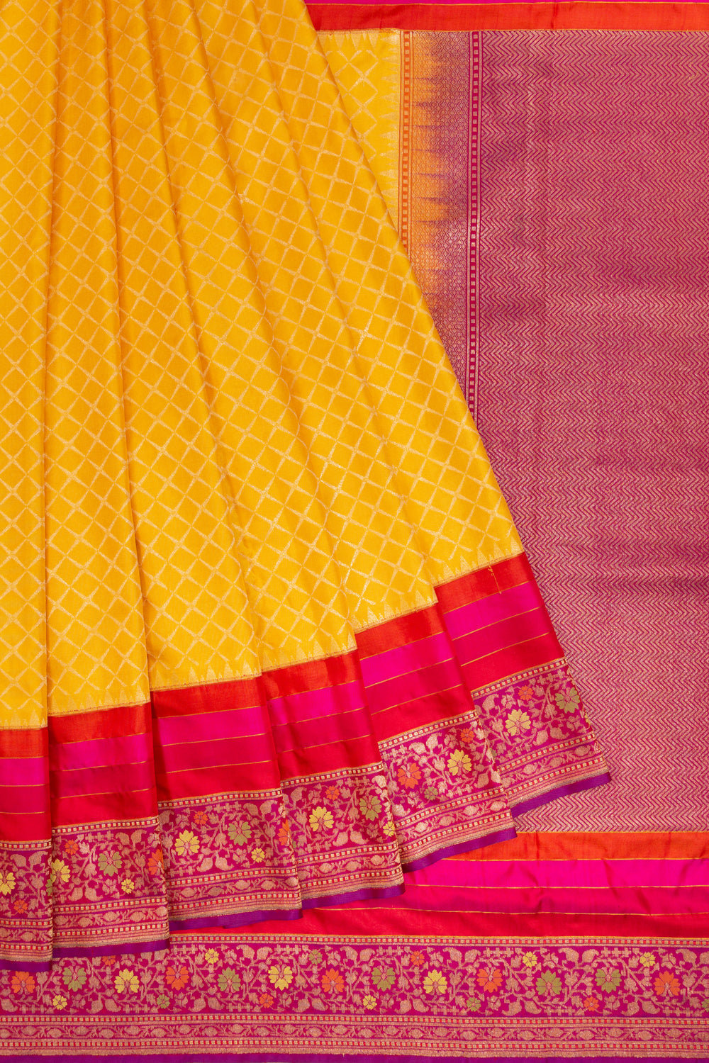 Banarasi Silk Brocade Yellow Saree