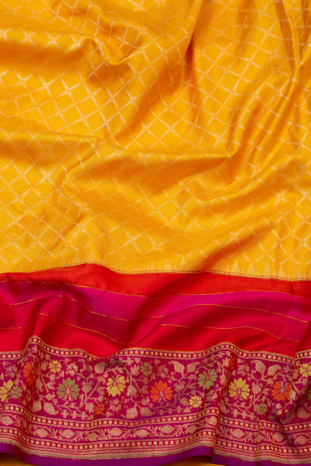 Banarasi Silk Brocade Yellow Saree